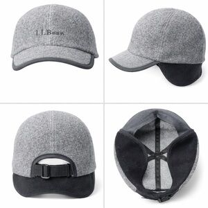 Vintage L.L . Bean Gray Black Fleece Polartec Hat Cap Ear Flaps Size L/XL